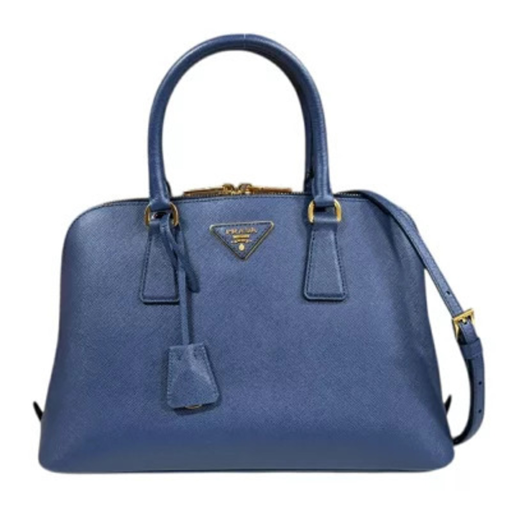 Prada Promenade Saffiano Shoulder Bag Leather Blue